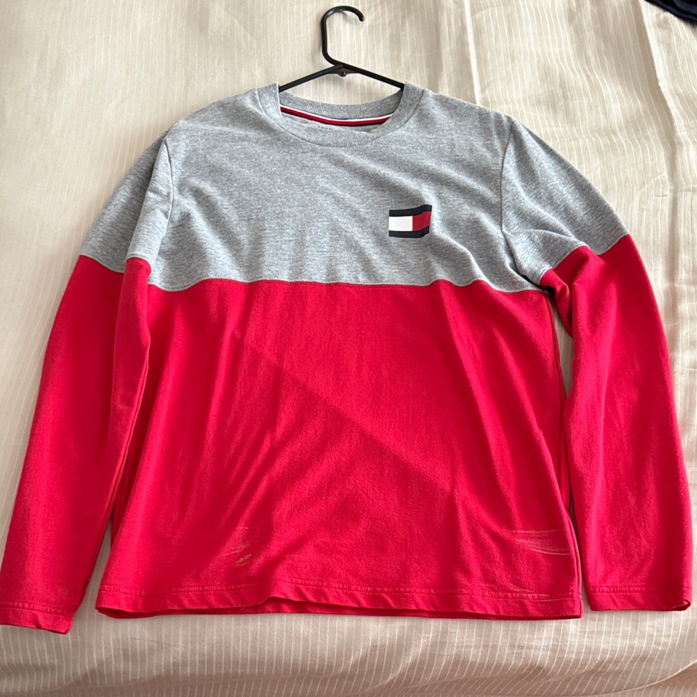 Red and Gray Long Sleeve Shirt - Tommy Hilfiger